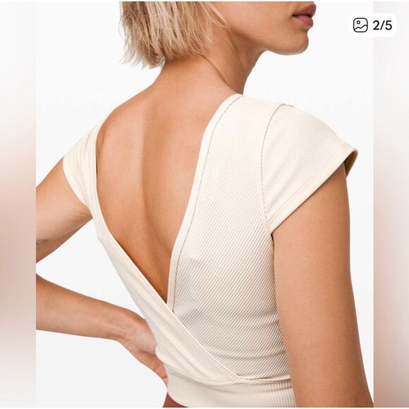 Lululemon White Ready To Rise Ribbed Cap Sleeve Top Sz 6 GS - Picture 2 of 6